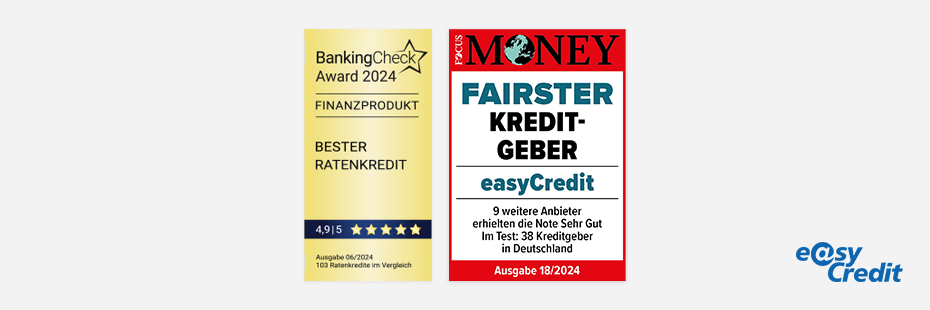 BankingCheck und FOCUS MONEY zeichnen easyCredit aus BankingCheck und FOCUS MONEY zeichnen easyCredit aus